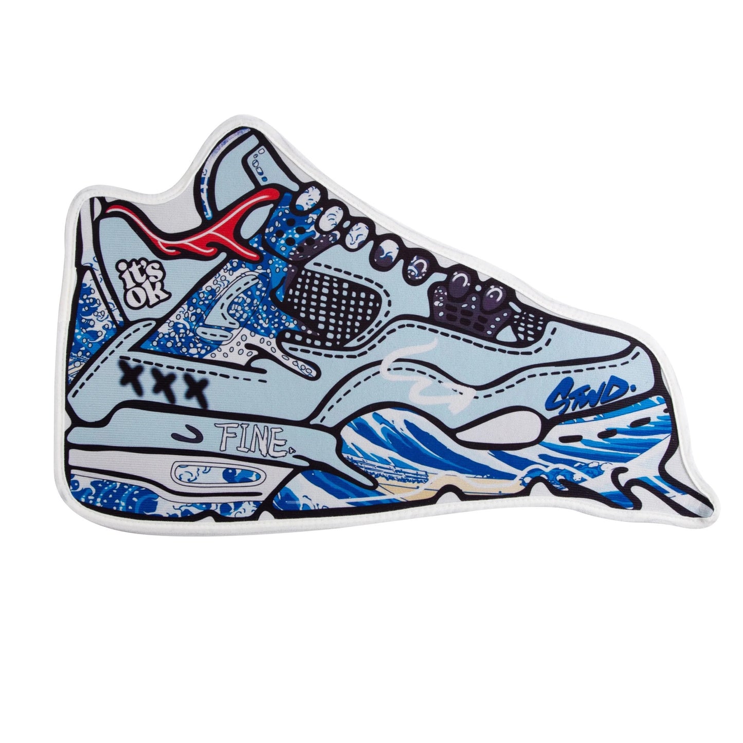 J4 Inspired Blue Graffiti Sneaker Mat Rug